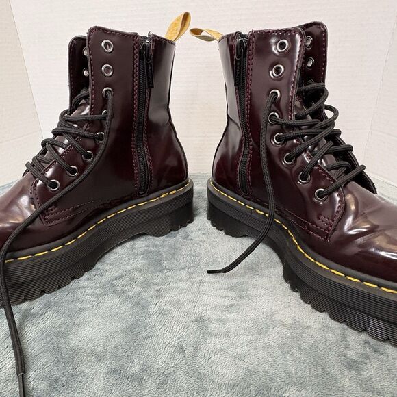Dr. Martens Vegan Jadon II 8-Eye Synthetic Boot Cherry Red 6 US Women/5 US Men - Picture 8 of 13
